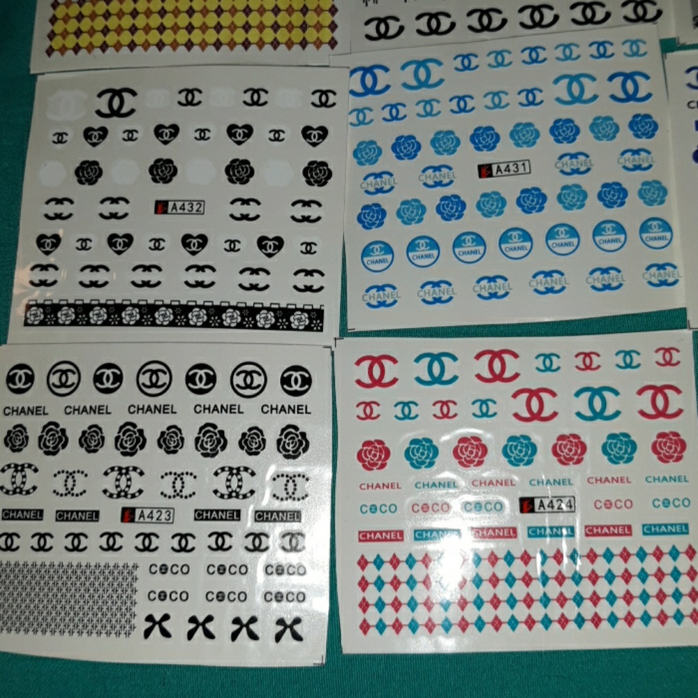 NEW 12 Sheets of Water Nail Decals Designer Logos
